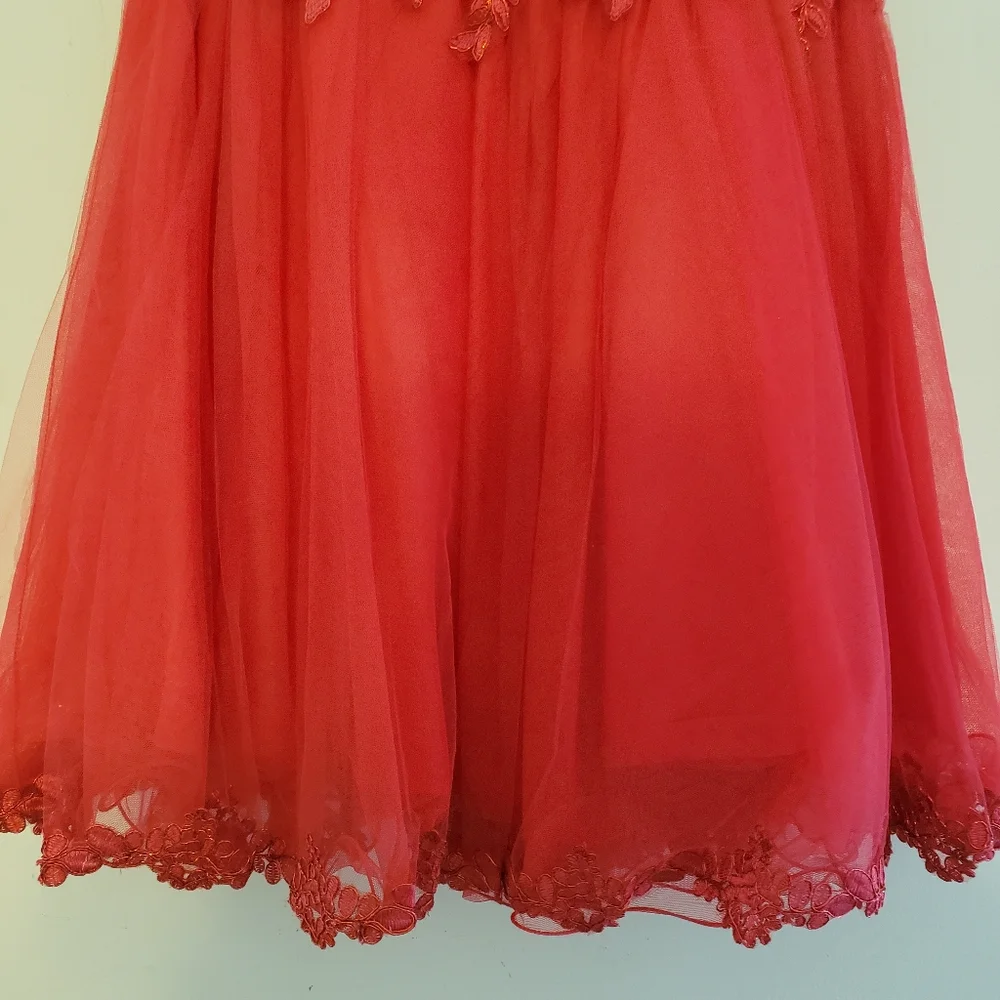 Blush By Us Angels Elegant Red Lace Kids Dress Size 14